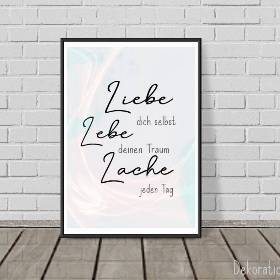 LIEBE, LEBE, LACHE... Lebensfreude Wanddeko Handlettering Print Poster Bild mit Spruch Zitat online kaufen