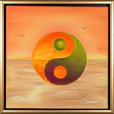 Yin & Yang - Original Ölmalerei, gerahmt