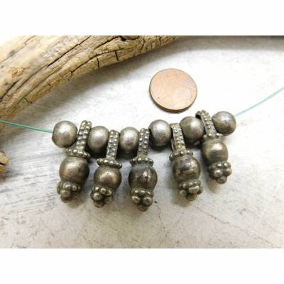 Jemen Silber Anhänger+Kugeln Set - authentische ethnische Schmuckelemente - Stammesschmuck - 5 Anhänger, 6 Kugelperlen -