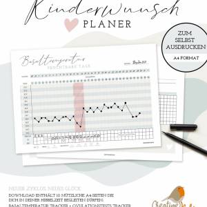 Kinderwunsch Planer zum Ausdrucken | Eisprung Planer | Baby Planer | Schwangerschafts-Planner | 10 Seiten