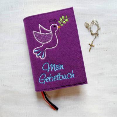 Bestickte Gotteslobhülle aus Filz *Taube *individuell angefertigt