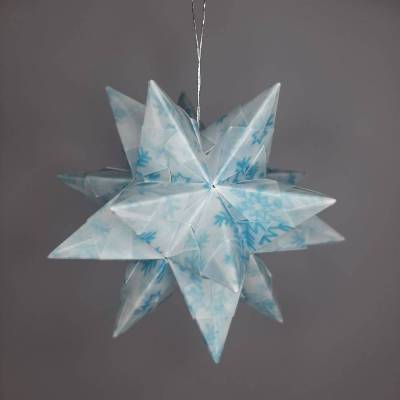 Bascettastern Origami Bastelset – 10 Sterne transparent mit Schneeflocken, 5,0 x 5,0 cm