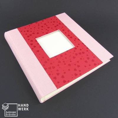 Fotoalbum, rosa rot, Herzen, 25 x 24,5 cm, 60 Seiten