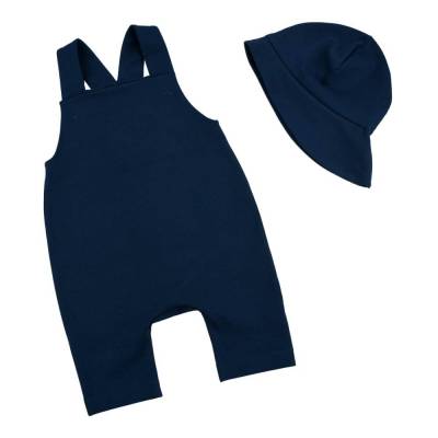 Baby Frühchen Jungen Mitwachs-Latzhose kurz in dunklem Jeansblau Maritim Geschenk Sommer 