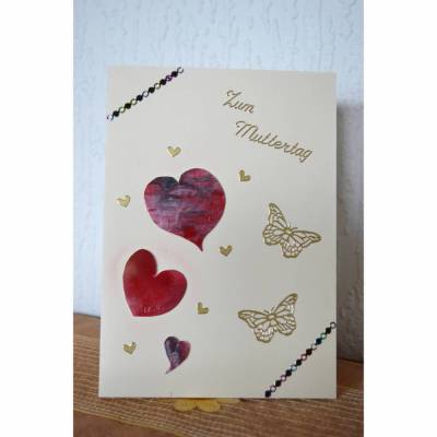 Grußkarte mit Herz zum Muttertag - handgemalt – Design  Ulrike Kröll