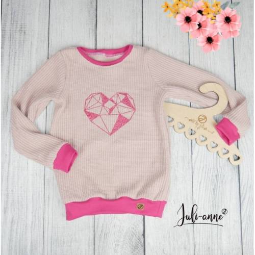 Pullover - Grobstrick Altrosa mit Glitzer-Herz