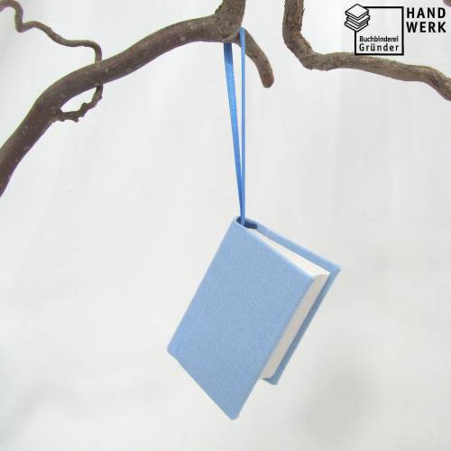 Dekoration Mini-Notizbuch, aqua-blau, Minibuch, handgefertigt