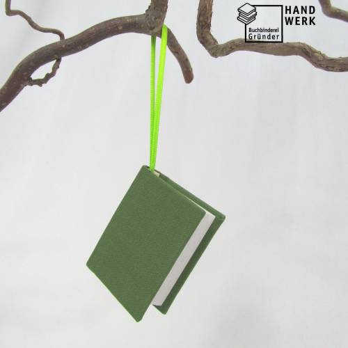 Dekoration Minibuch, grün saftgrün, Mini-Notizbuch, handgefertigt