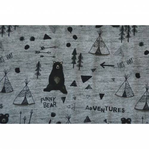 Sweat Hilco Big Bear graumelange Bär Tipi Adventure  50 cm x 150 cm
