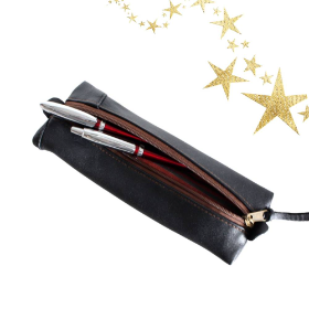 Leder-Mäppchen, Federtasche, Stifte-Mäppchen, Brillenetui, Nappaleder, echtes Leder, Upcycling, Stifte-Tasche