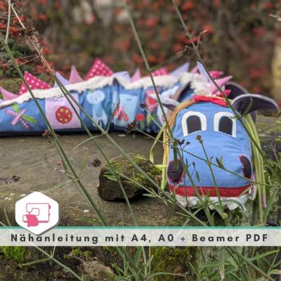 Schnittmuster - Duma der Bettdrache - inkl. Stickdatei, Bettschlange, Nestchen