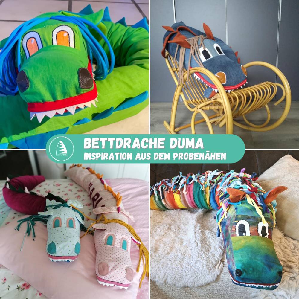 Schnittmuster - Duma der Bettdrache - inkl. Stickdatei, Bettschlange, Nestchen Bild 4