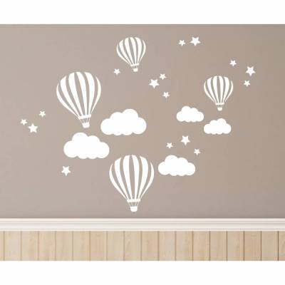 Wandsticker Wandtattoo BALLONS Kinderzimmer Babyzimmer Wanddeko Set Kinderzimmerdeko, Wandaufkleber Boho mehfarbige 