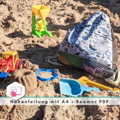 Schnittmuster #buddelbeutel, Sandkasten Rucksack, Sitzkissen, Netztasche