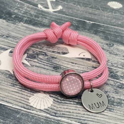 Armband mit Schiebeperle und Edelstahlanhänger - handgestempelt