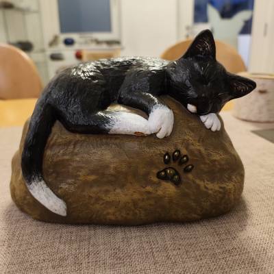 Tierurne handgemalt 0,9 L – Keramik Künstlerurne by Janus | Handarbeit & Unikat - Katze