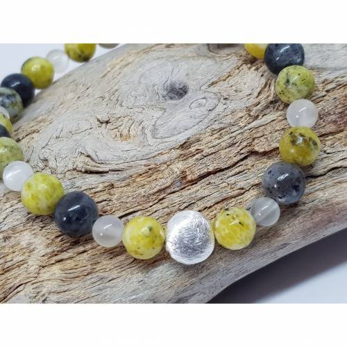 Ein Edelstein Armband mit gelben Türkis, Labradorit und Mondstein, das dich versöhnt