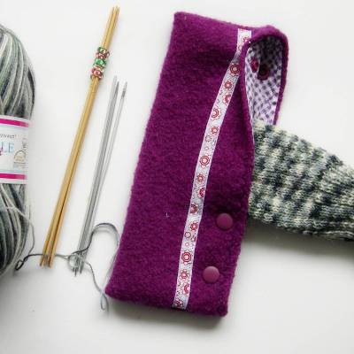 Nadelgarage, Nadelspiel-Etui, Stricknade-Aufbewahrung Handtasche, Stricknadeletui, Nadelspielmappe, gefüttert
