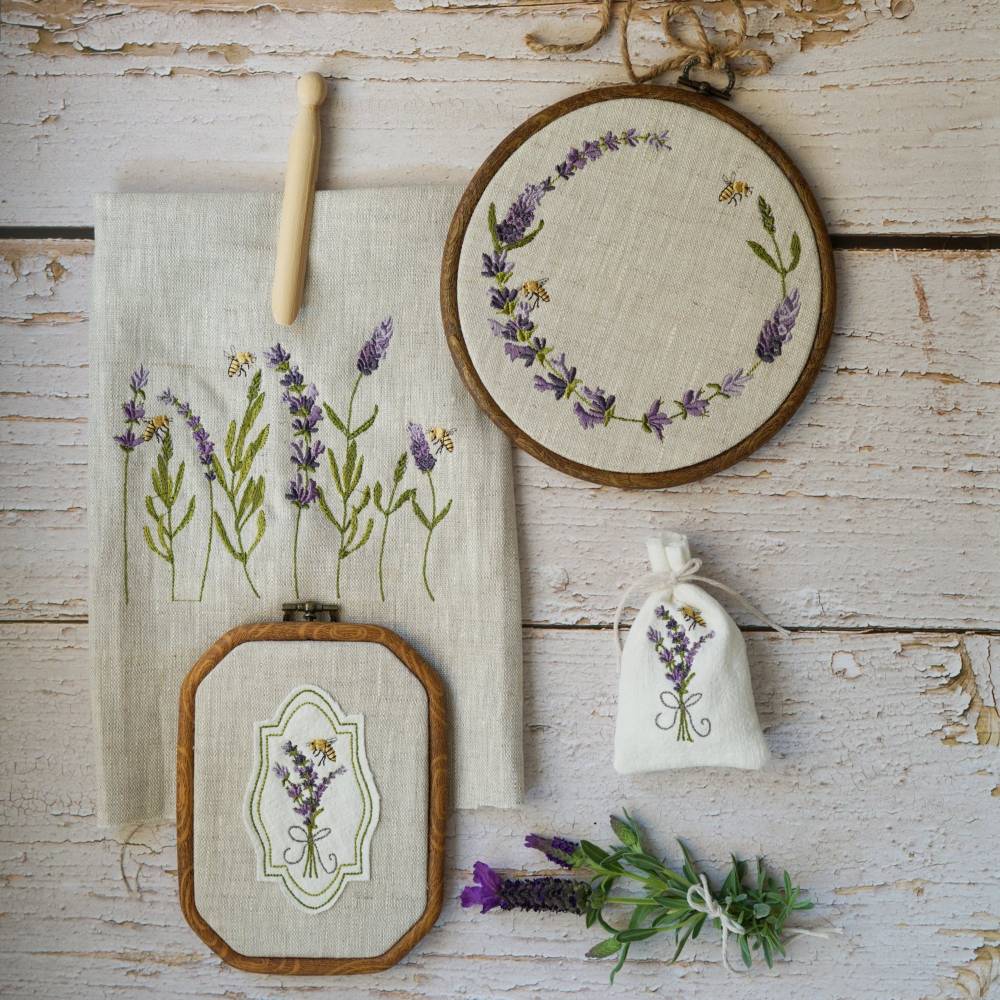 Stickdateien Set Lavendel mit Biene Bild 1