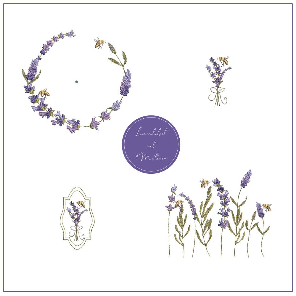 Stickdateien Set Lavendel mit Biene Bild 8