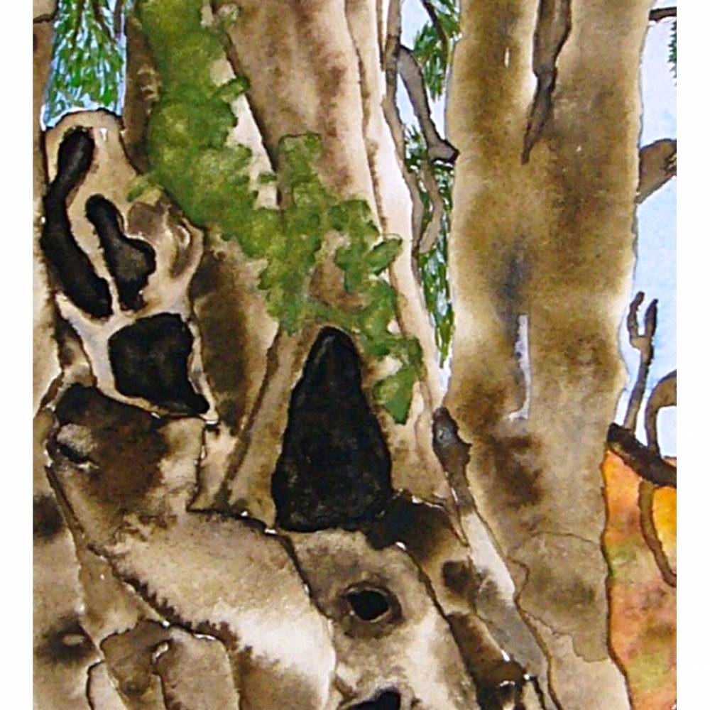 2000-jhriger Olivenbaum in Pedras d'el Rei (Portugal) - Original  Aquarellmalerei, gerahmt