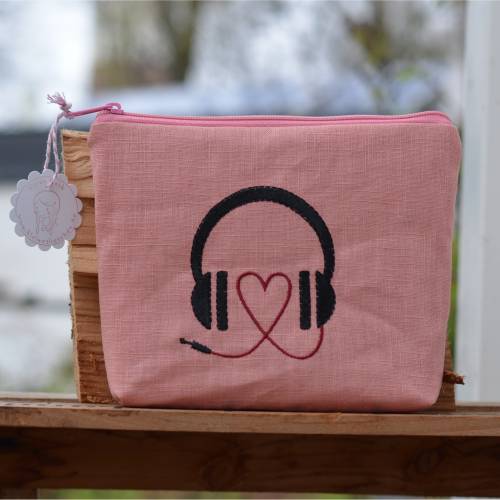 Headset/Kopfhörertasche  Reisetasche Urlaubstäschchen rosa