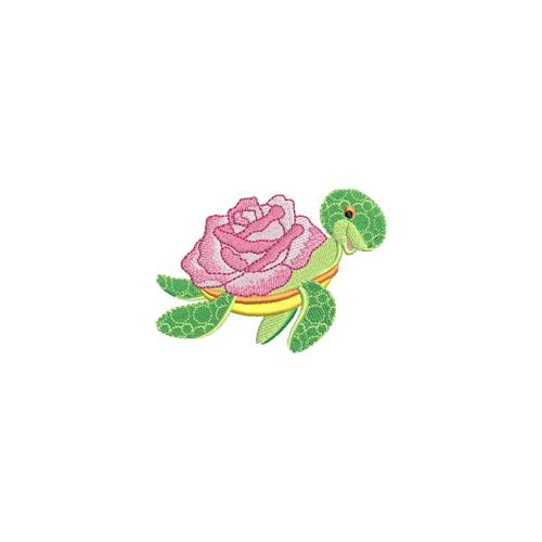 Stickdatei Schildkröte mit Blumenpanzer in 3 Größen 10x10, 13x18 und 18x13 Rahmen Maschinenstickere