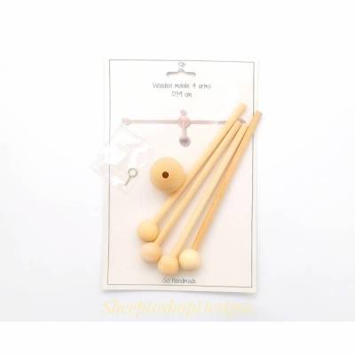 Mobile Baby Holz, 4-armig, 39 cm, Go Handmade, Rohling