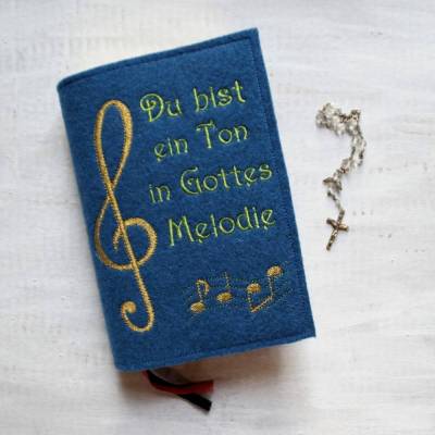 Bestickte Gotteslobhülle aus Filz *Du bist ein Ton in Gottes Melodie 1 *individuell angefertigt