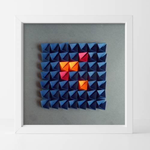 Light and shadow // Origami-Wandbild im Objektrahmen