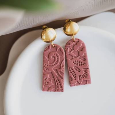 HINA - Polymer Clay Ohrringe, Ohrhänger, floral Ohrringe, Spitze, handgefertigt, nickelfrei, Ohrringe, Geschenk Freundin