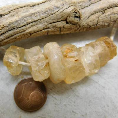 Antike Quarz-Perlen aus der Sahara – 7 handgebohrte Steinräder aus Mali, 12-18mm, 17,7g, Unikate