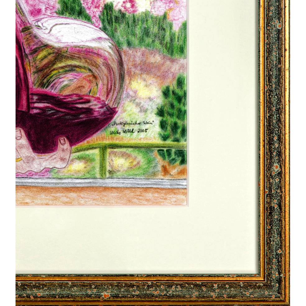 Portugiesischer Rotwein - Original Pastellkreidemalerei, gerahmt Bild 5