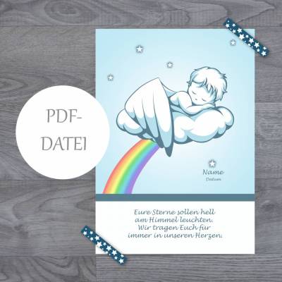 Sternenkind Erinnerung - PDF-Datei zum SELBST DRUCKEN bis DIN A3 (personalisierbar)