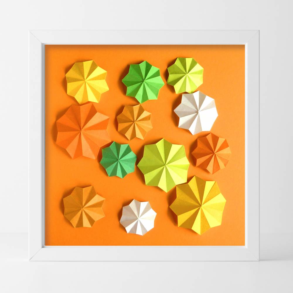 Flowerpower // Origami-Wandbild im Objektrahmen Bild 1