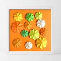 Flowerpower // Origami-Wandbild im Objektrahmen