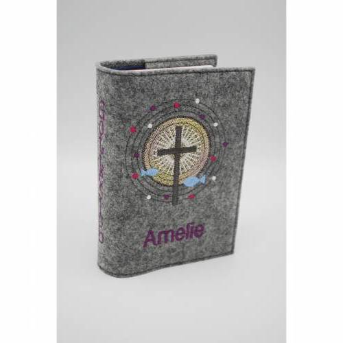 Kreuz Schrein Gebetbuch Hülle Geschenk Kommunion Firmung Rosenkranz religiös personalisier