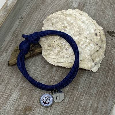 Maritimes Buchstabenarmband Anker - handgestempelt