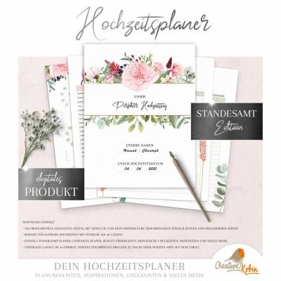 STANDESAMT PLANER • Digitaler HOCHZEITSPLANER deutsch mit 103 PDF Seiten