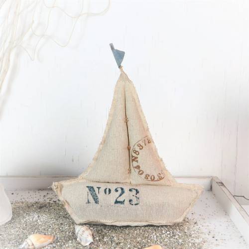 Wohndeko maritim Stoffsegelboot, beige Floristikdeko