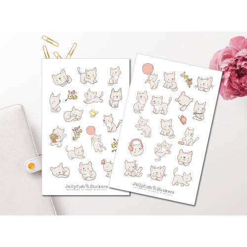 Katzen Sticker Set - Journal Sticker, Planer Sticker, Katze, Haustier, niedlich, süß, Blumen, Hobby, Freizeit Sticker Sh