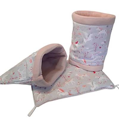 Kuschelrolle, Kuschelsack oder Hängematte für Meerschweinchen mit Einhorn-Motiven