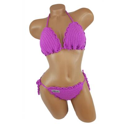Bikini fuchsia Häkelbikini wassertauglich durch Spezialgarn Bogenkante