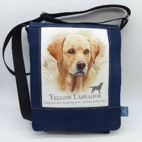 Jeanstasche Yellow Labrador, Gassitasche, Upcycling-Unikat hessmade, individualisierbar