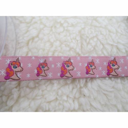  Webband Borte Bordüre Einhorn Sterne rosa 15mm (1m/1,50 €)