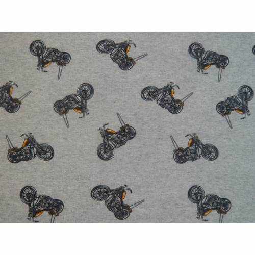 15,90 EUR/m Sommersweat French Terry, Motorrad Motorräder / Bike auf hellgrau meliert, Jersey Baumwolle