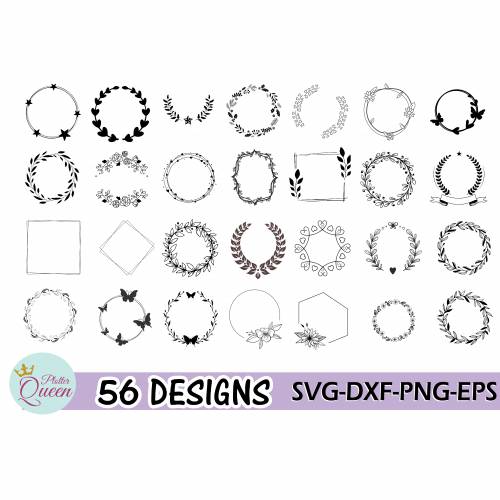 Plotterdatei Kranz Rahmen Umrandung SVG DXF PDF SVG