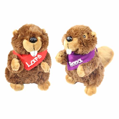 Kuscheltier Biber braun 17,5cm mit Namen am Halstuch - Personalisierte Schmusetiere für Jungen und Mädchen