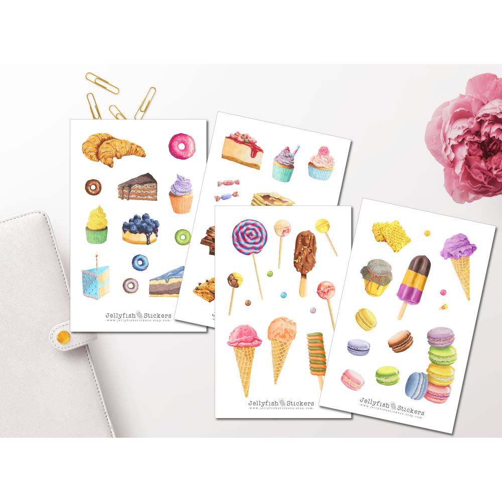 Süßes Gebäck Sticker Set | Aufkleber Süßigkeiten | Journal Sticker ...
