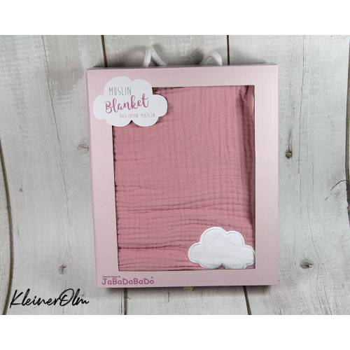 Babydecke aus Musselin - Weiche Baumwolle - RosaPink mit kleiner Wolke - personalisierbar